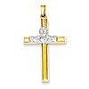 14kt Two-Tone Gold 1 1/4in Hollow Claddagh Cross