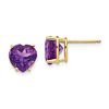 14k Yellow Gold 3.3 ct tw Heart Amethyst Stud Earrings