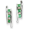 14kt White Gold 3/10 ct Emerald 3-Stone Post Earrings with Diamonds