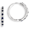 14kt White Gold 2/5 ct Sapphire Hoop Earrings with Diamonds