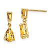 14k Yellow Gold 2.5 ct Pear and Baguette Citrine Dangle Earrings