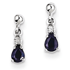 14kt White Gold 3/8 ct Pear Sapphire Dangle Earrings with Diamonds