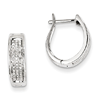 14k White Gold 1/5 ct Diamond Oval Hoop Earrings 1/2in