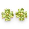 14kt Yellow Gold 2 ct Heart-shaped Flower Peridot Earrings