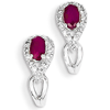 14kt White Gold 2/3 ct Ruby Drop Earrings with Diamonds
