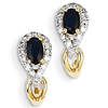 14k Yellow Gold 7/10 ct Sapphire J Hoop Earrings with Diamonds