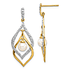 14k Yellow Gold 5mm Freshwater Cultured Pearl Open Marquise Drop Earrings with Diamonds
