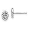 14k White Gold 1/4 ct Diamond Oval Cluster Earrings