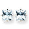 14kt White Gold 2 ct Square Aquamarine Stud Earrings