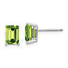 14k White Gold 2 ct tw Emerald-cut Peridot Stud Earrings