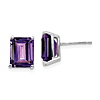 14k White Gold 4.3 ct tw Emerald-cut Amethyst Stud Earrings - AA Quality