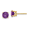 14k Yellow Gold 1.5 ct tw Round Amethyst Stud Earrings