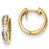 14kt Yellow Gold 1/4 ct Diamond Baguette Hoop Earrings