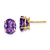 14k Yellow Gold 3.2 ct tw Oval Amethyst Stud Earrings