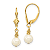14k Yellow Gold 5mm Freshwater Cultured Pearl Caviar Lever Back Earrings