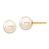 14k Yellow Gold 9mm Akoya Cultured Pearl Stud Post Earrings