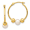 14k Yellow Gold 5mm Freshwater Cultured Pearl Hoop Earrings