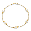 14k Yellow Gold 5mm Near Round Freshwater Cultured Pearl and Bead 5-Station Bracelet
