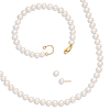 14kt Gold 6mm Freshwater Cultured Pearl Bracelet Necklace Earrings Set