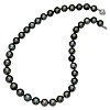 14k White Gold Cultured Tahitian Pearl Graduated Necklace 9 to 12mm