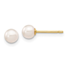 14k Yellow Gold 5mm White Akoya Cultured Pearl Stud Earrings - AA Quality