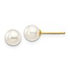 14k Yellow Gold 6mm White Akoya Cultured Pearl Earrings
