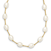 14k Yellow Gold 8mm Rice Freshwater Cultured Pearl Bead Necklace