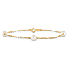 14k Yellow Gold 5mm Freshwater Cultured Pearl 3 Station Bracelet 7.25in