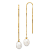 14k Yellow Gold 7mm Rice Freshwater Cultured Pearl Threader Earrings