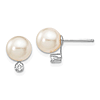 14k White Gold 8mm White Akoya Cultured Pearl Diamond Earrings
