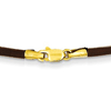 Dark Brown Leather Cord 16in Necklace with 14k Yellow Gold Clasp