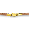 Natural Brown Leather Cord 18in Necklace with 14k Yellow Gold Clasp