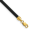 20in Black Rubber Cord Necklace with 14k Yellow Gold Clasp 3mm Wide