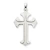 14k White Gold 1in Fleur de lis Cross Pendant with Channel Design