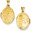 14kt Yellow Gold Oval Love you always Reversible Locket 21mm