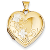 14k Two-tone Gold Floral Heart Locket 21mm
