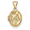 14kt Yellow Gold 1/2in Flower and Butterfly Locket