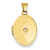14kt Yellow Gold 17mm Oval Locket with Diamond Accent