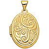 14kt Yellow Gold 21mm Domed Deco Oval Locket