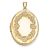 14kt Yellow Gold 32mm Oval Floral Locket