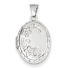14kt White Gold 17mm Oval Locket with Two Flowers
