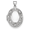 14kt White Gold 21mm Oval Locket with Hearts