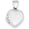 14kt White Gold 3/8in Polished Heart-Shaped Locket