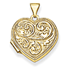 14kt Yellow Gold 18mm Scrolled Love you always Heart Locket