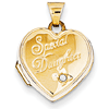 14kt Yellow Gold 5/8in Heart Special Daughter Locket Diamond Accent