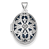 14kt White Gold 7/8in Oval with Diamond Vintage Style Locket