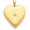 14k Yellow Gold Diamond Heart Locket 3/4in