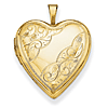 14kt Yellow Gold 3/4in Heart Locket with Fancy Swirls