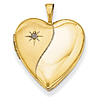 14kt Yellow Gold 3/4in Polished Satin Heart Locket with Diamond