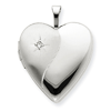 14kt White Gold 3/4in Polished Satin with Diamond Heart Locket